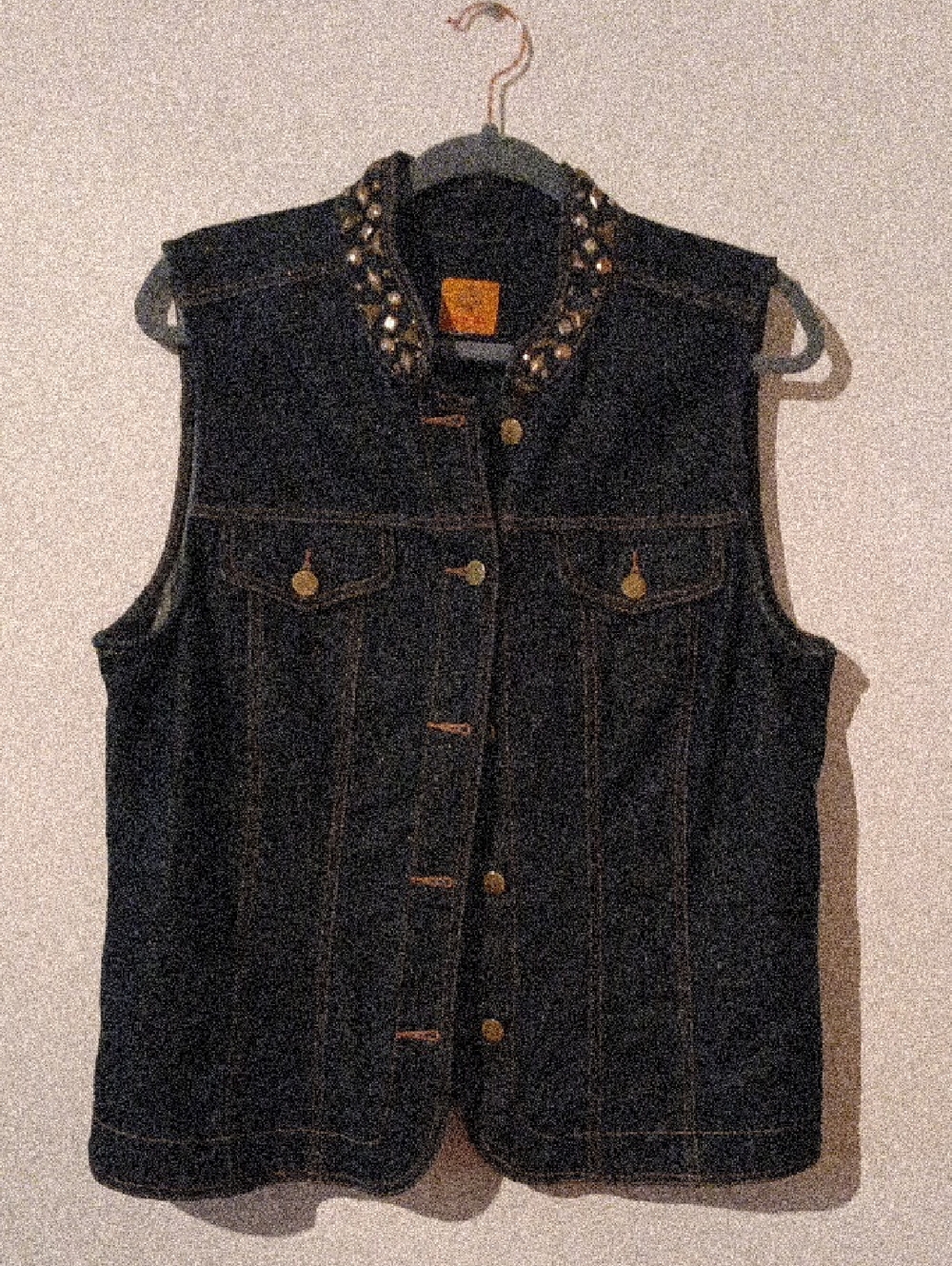 Ruby Rd. Black Denim Vest with Studded Trim